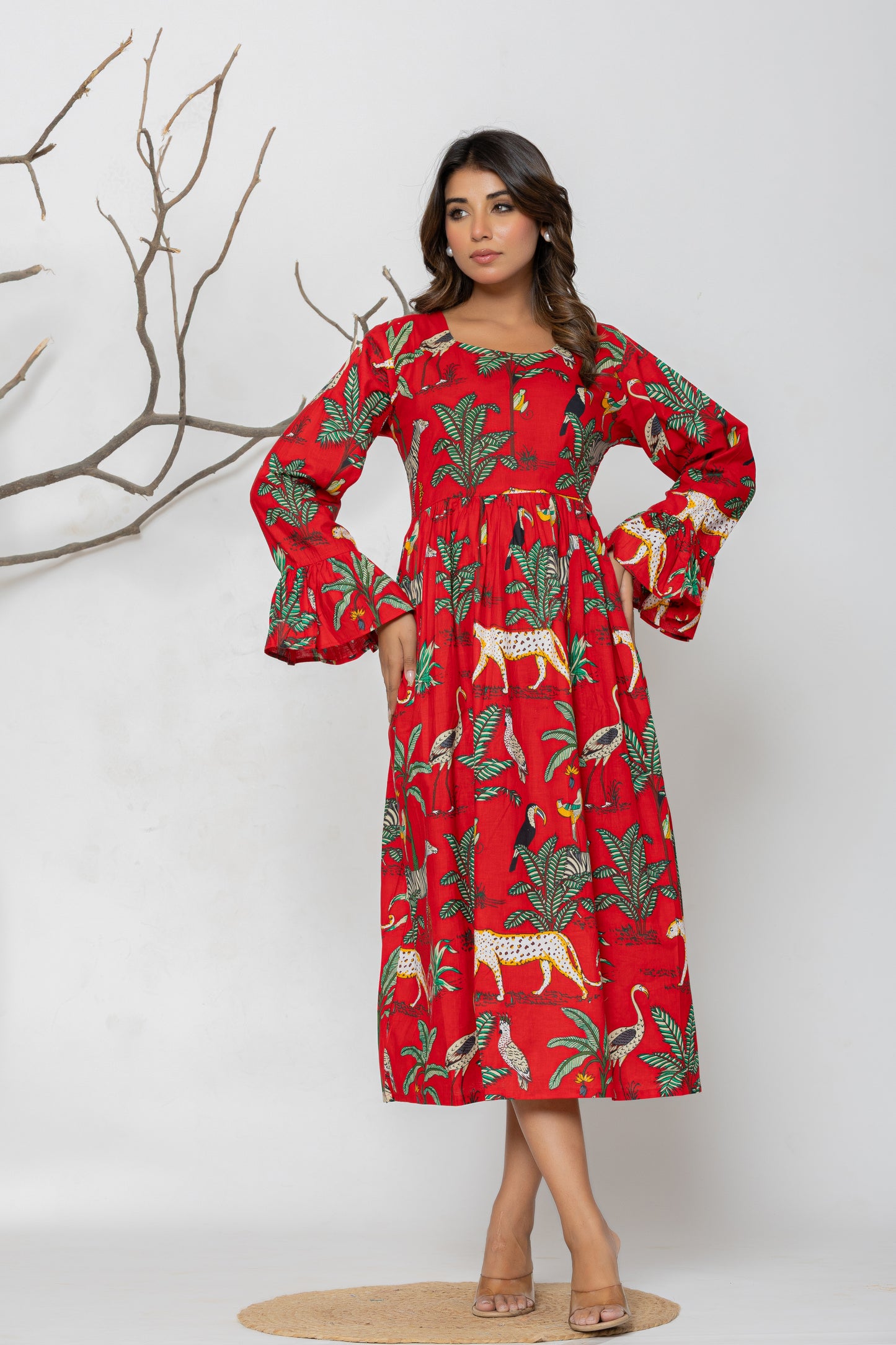 Red Jungle Middi Dress Plus Size