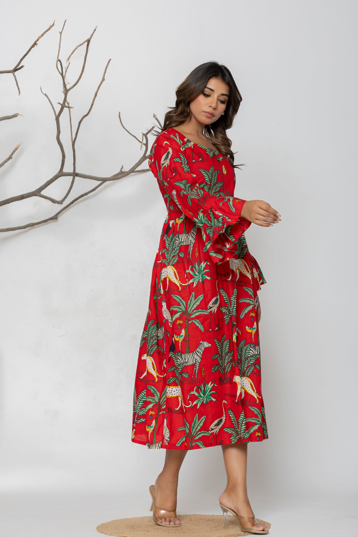 Red Jungle Middi Dress Plus Size