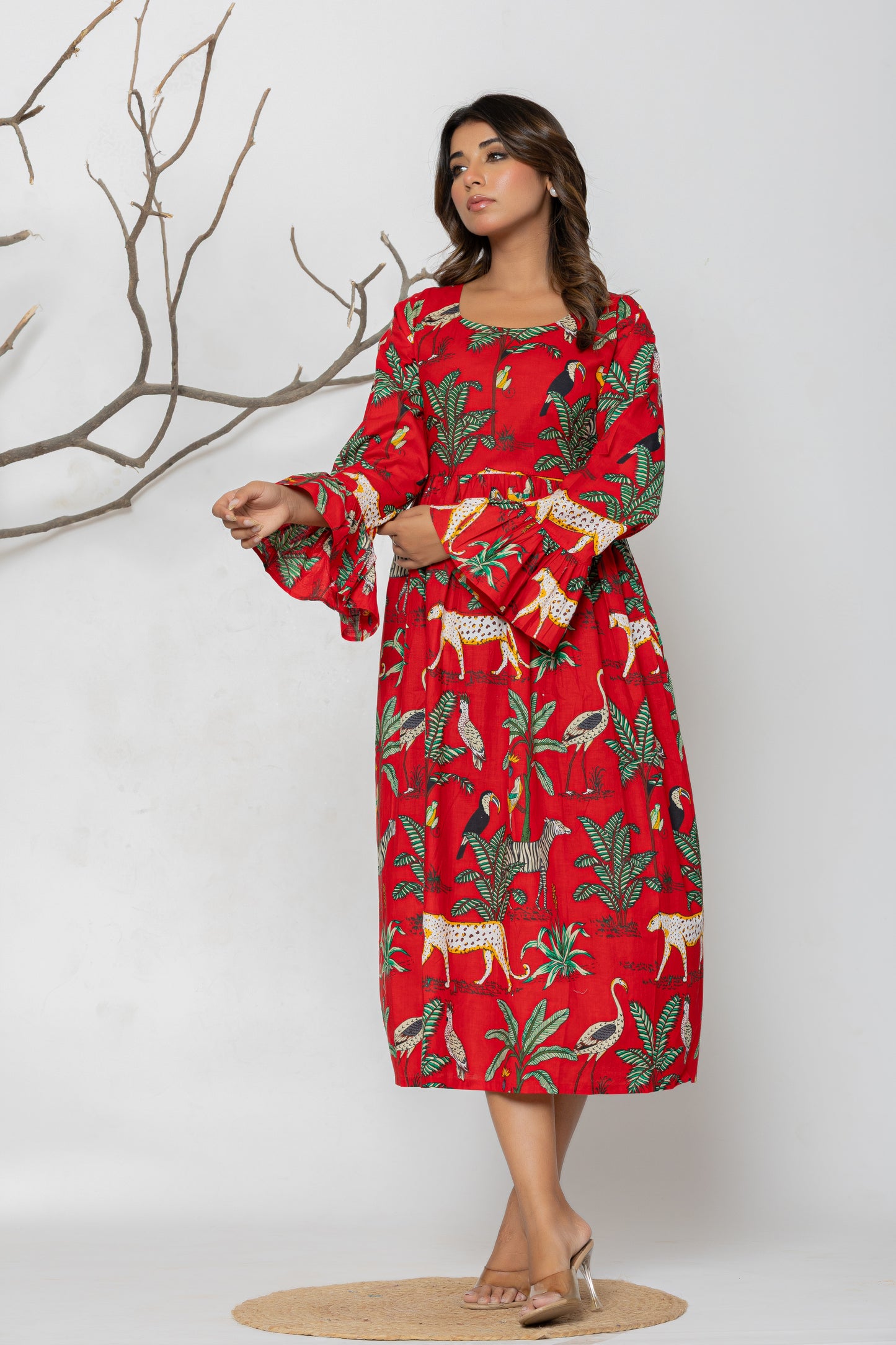 Red Jungle Middi Dress Plus Size