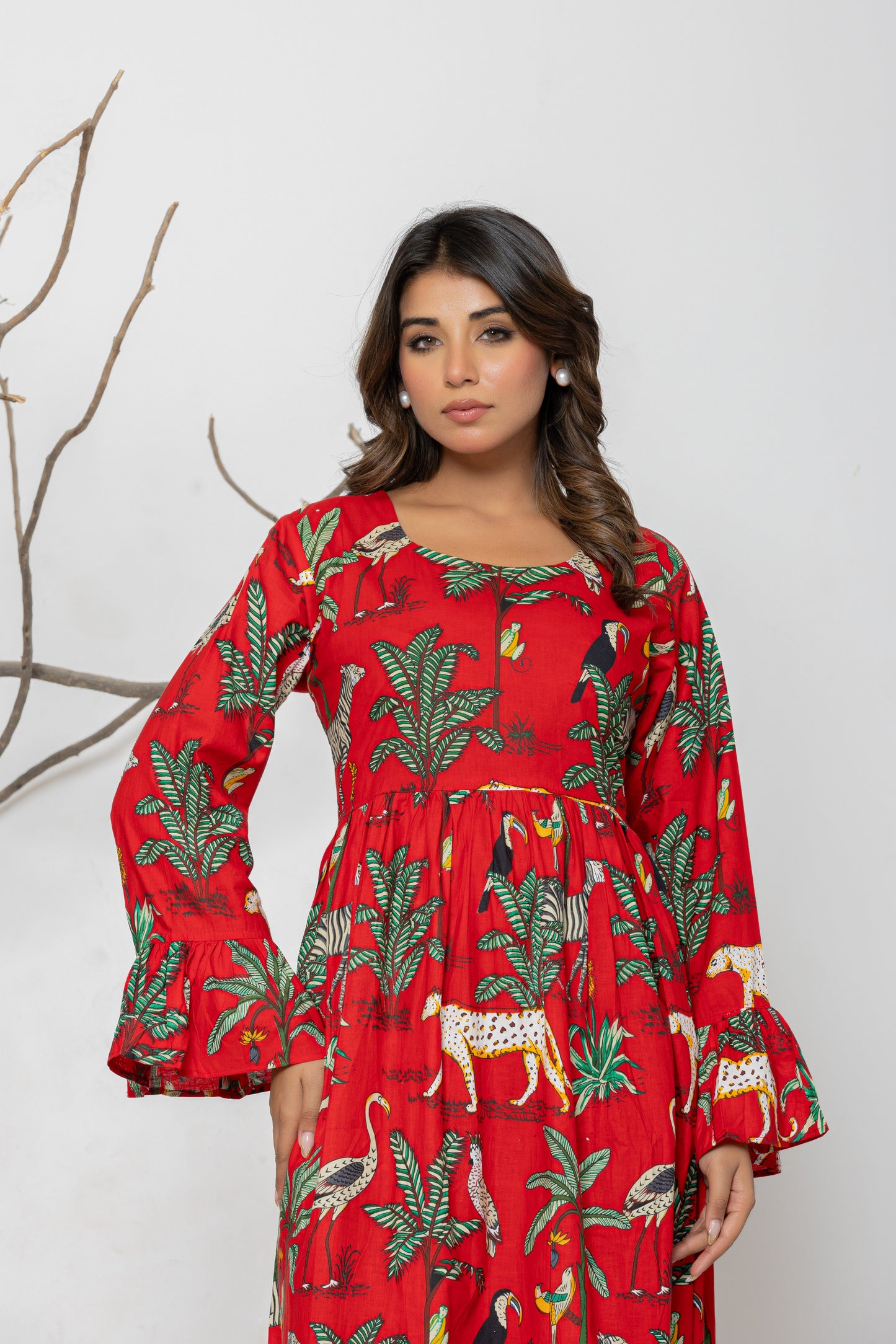 Red Jungle Middi Dress Plus Size