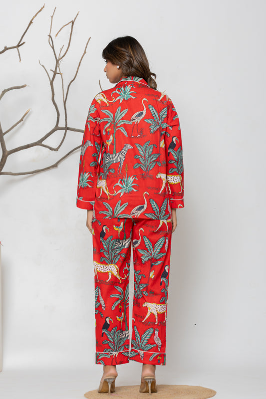 Red Jungle Pyjama Set
