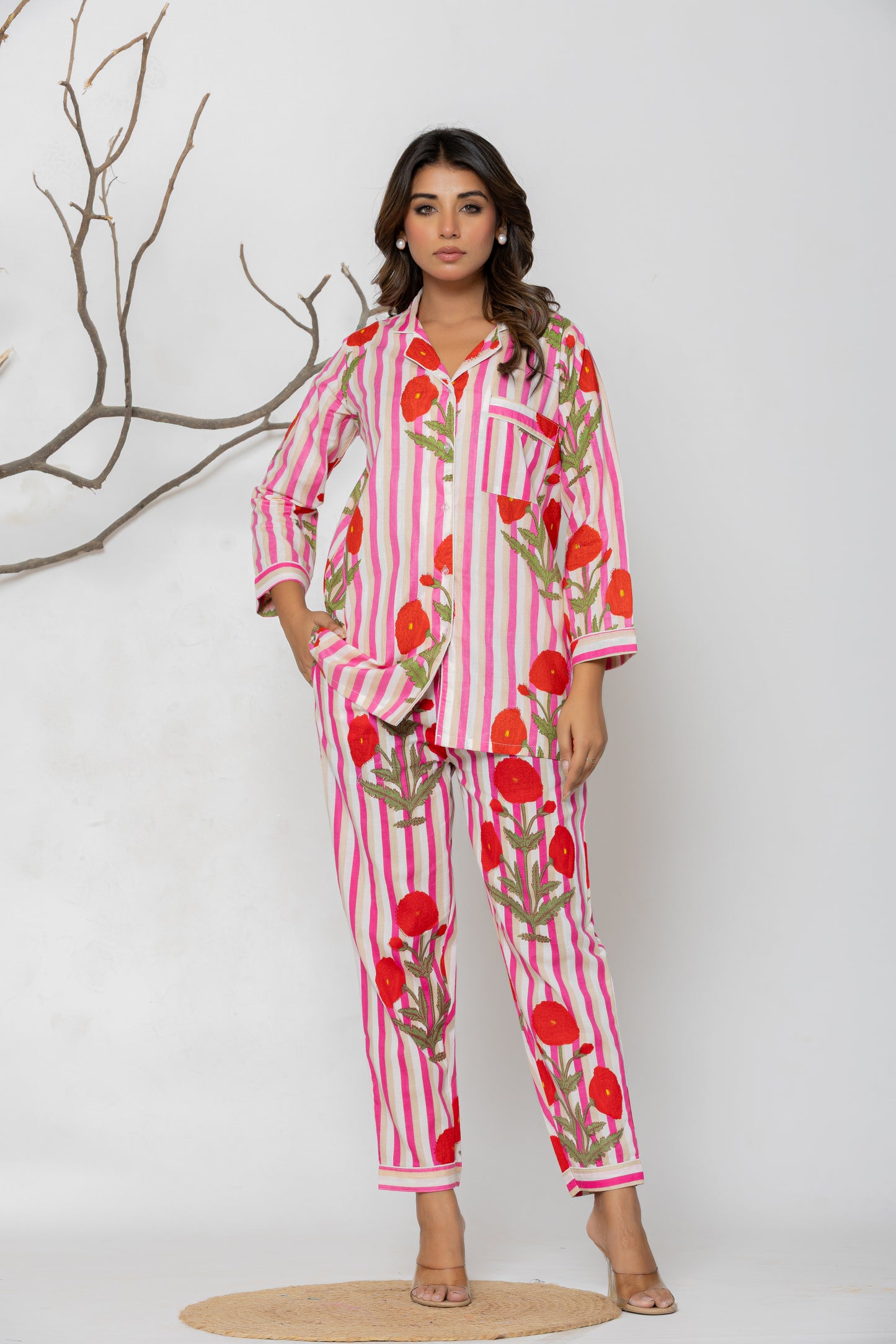 Red Floral Pyjama Set