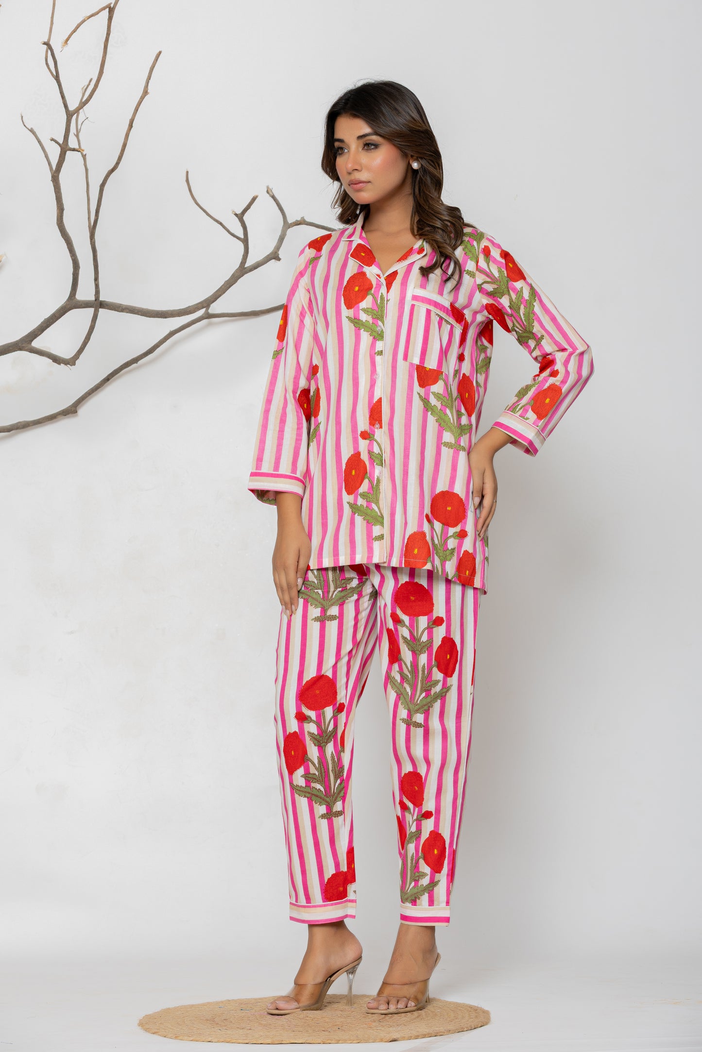 Red Floral Pyjama Set