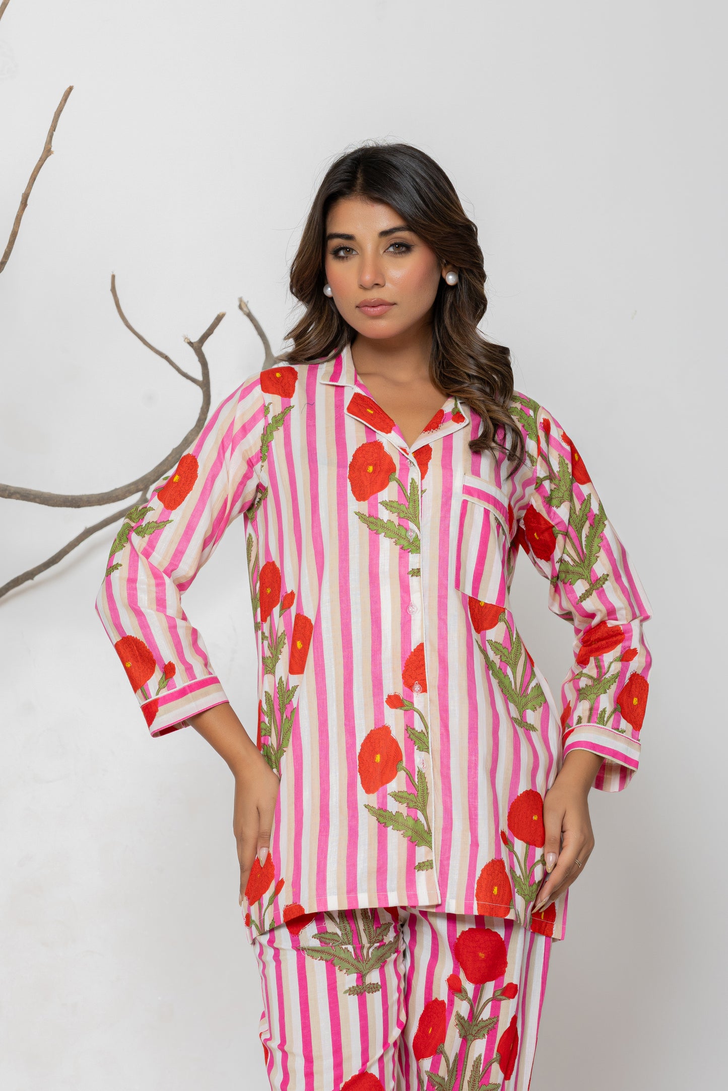 Red Floral Pyjama Set