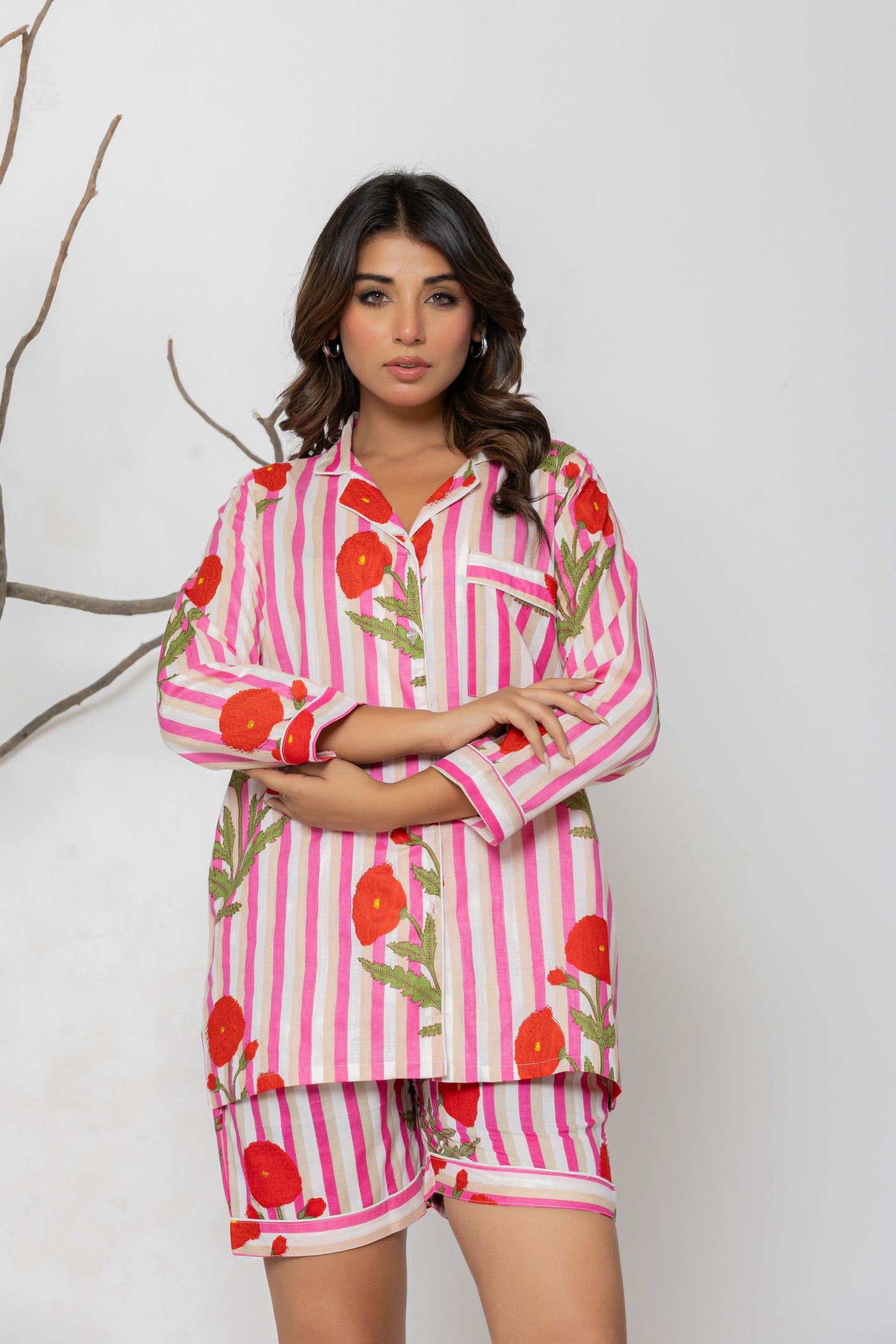 Red Floral Pyjama Set