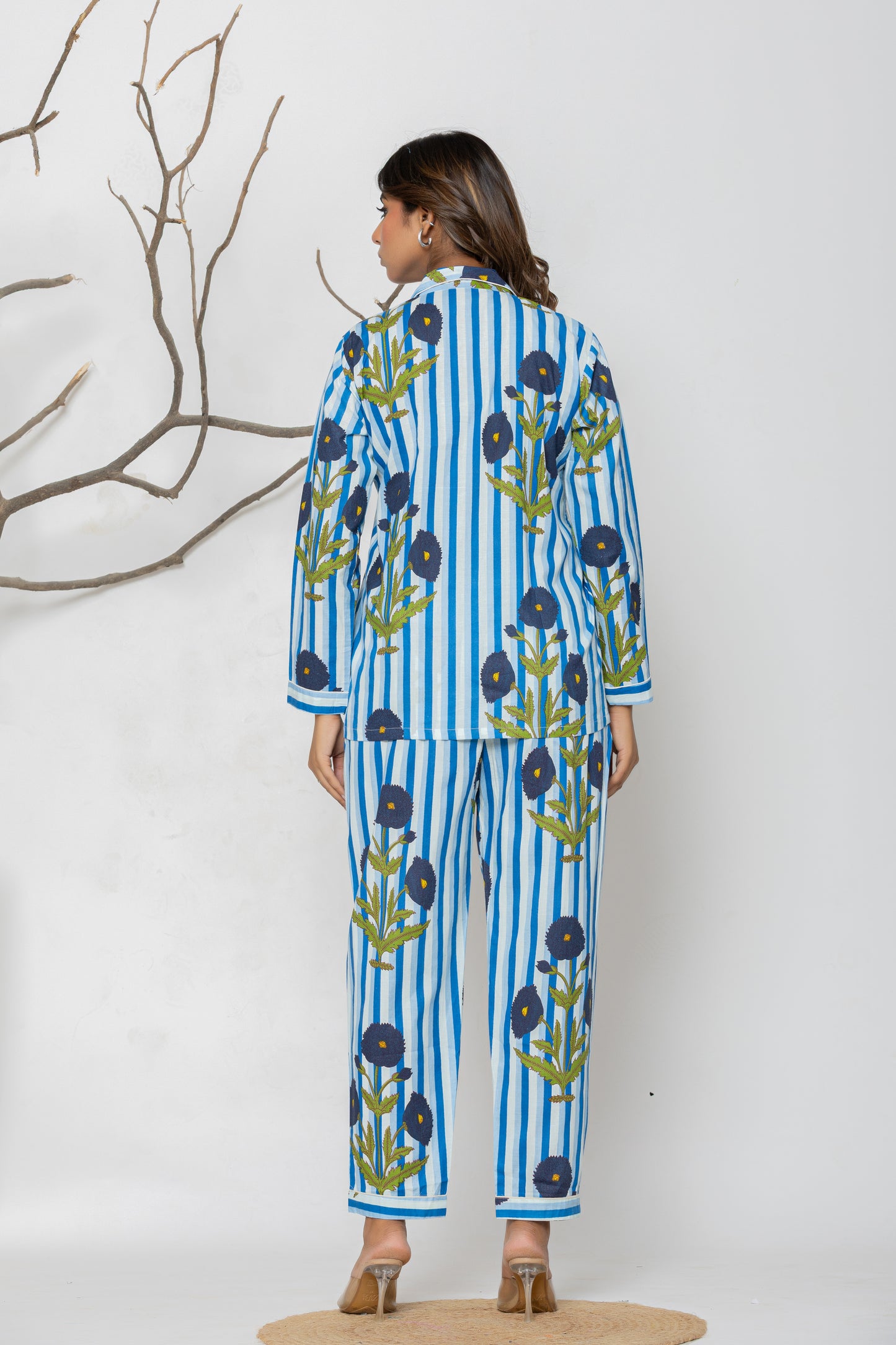 Blue Floral Pajama Set