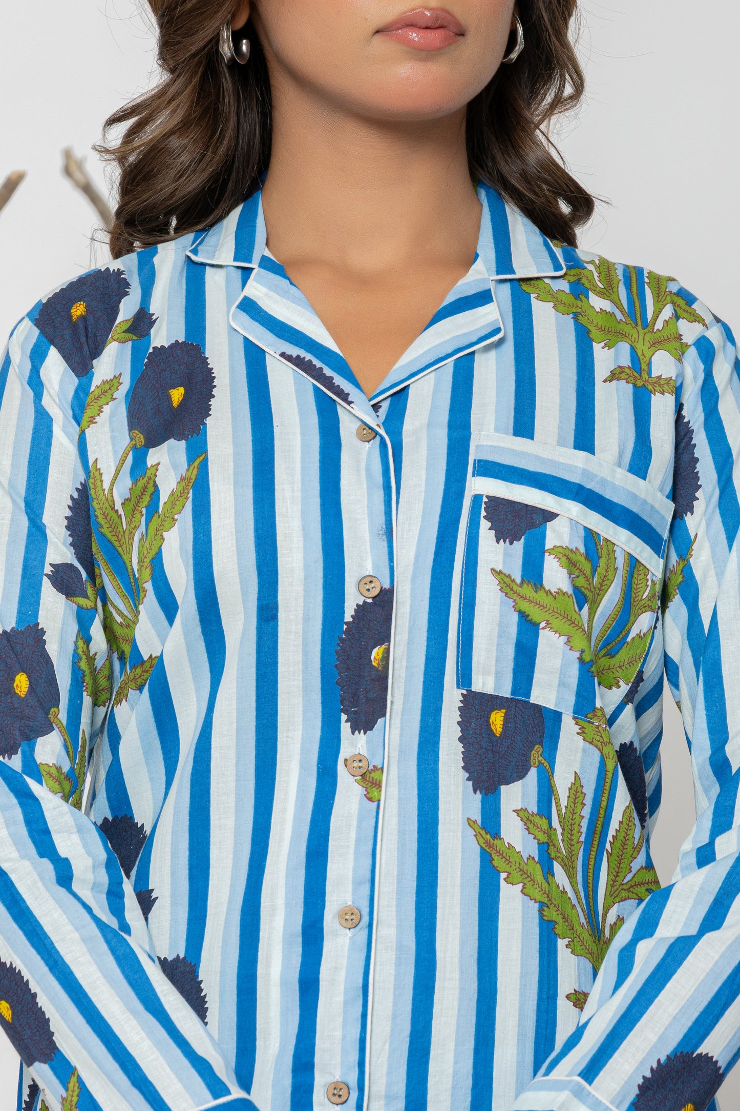 Blue Floral Pajama Set
