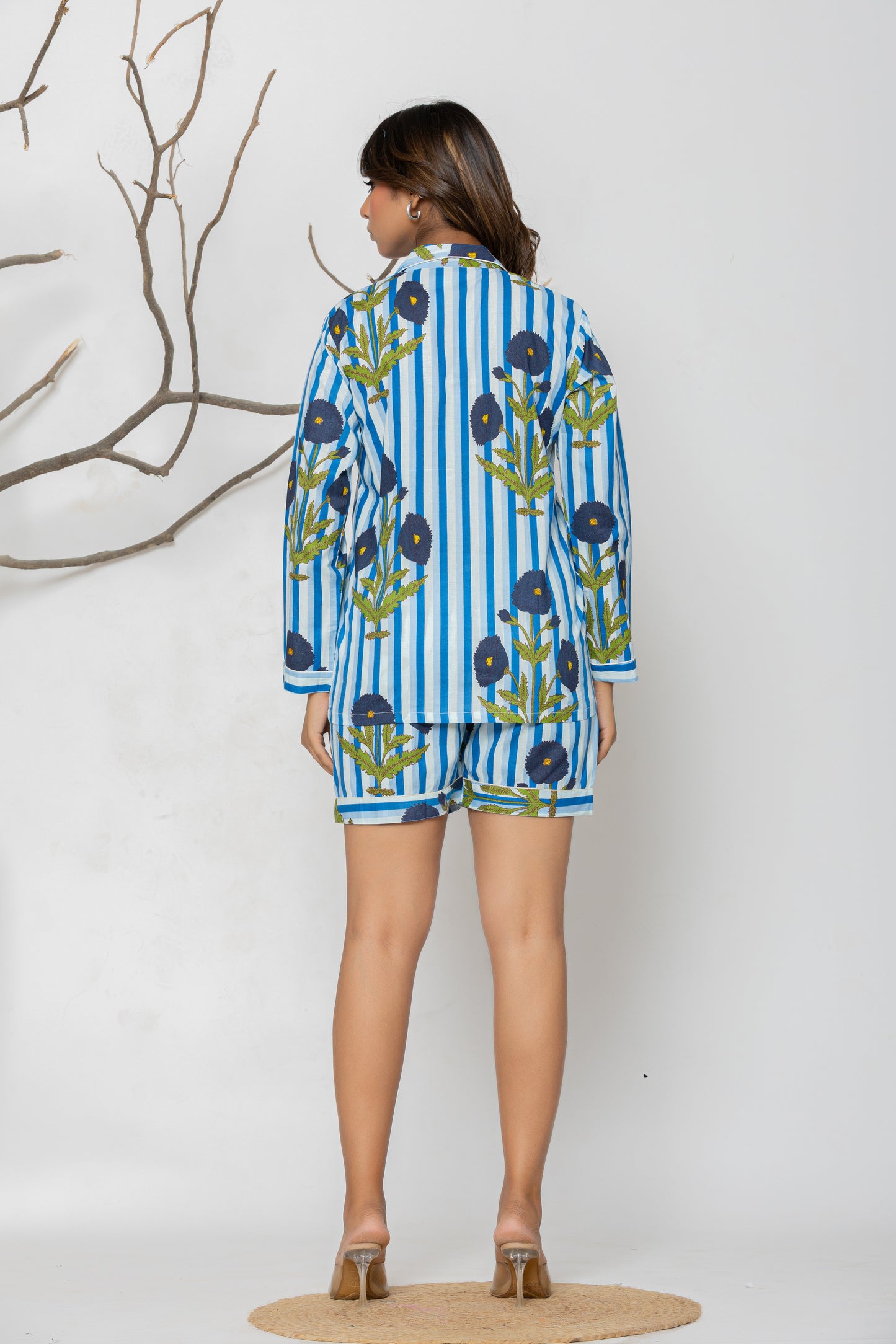Blue Floral Pajama Set
