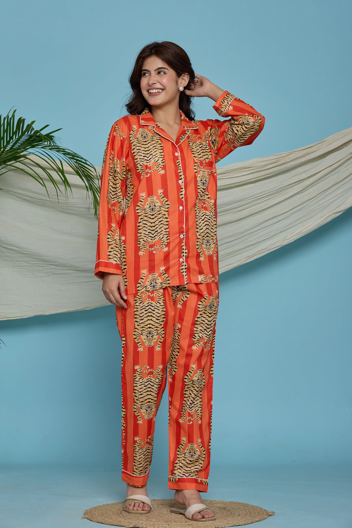Orange Tiger Pyjama Set