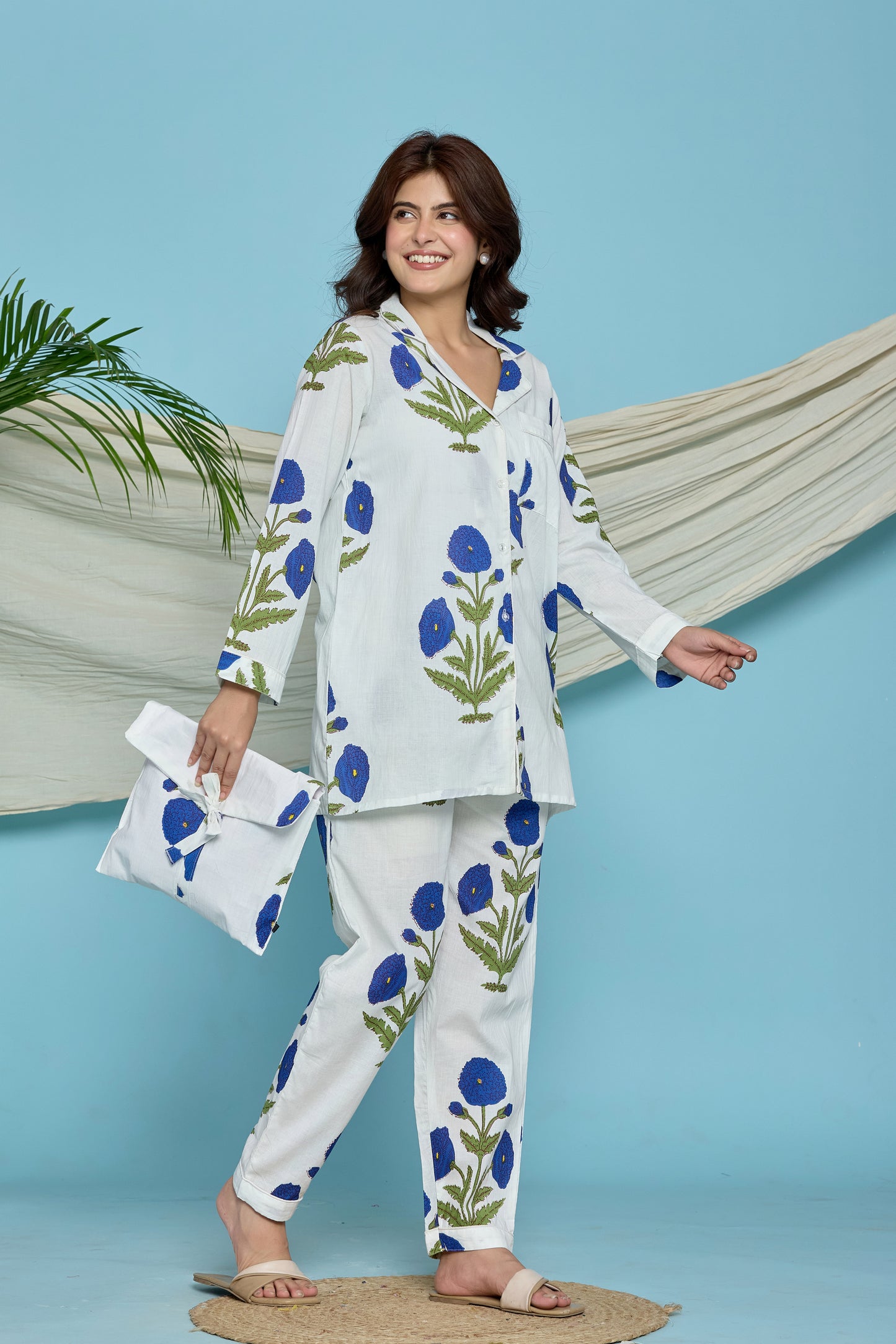 White Floral Pyjama Set