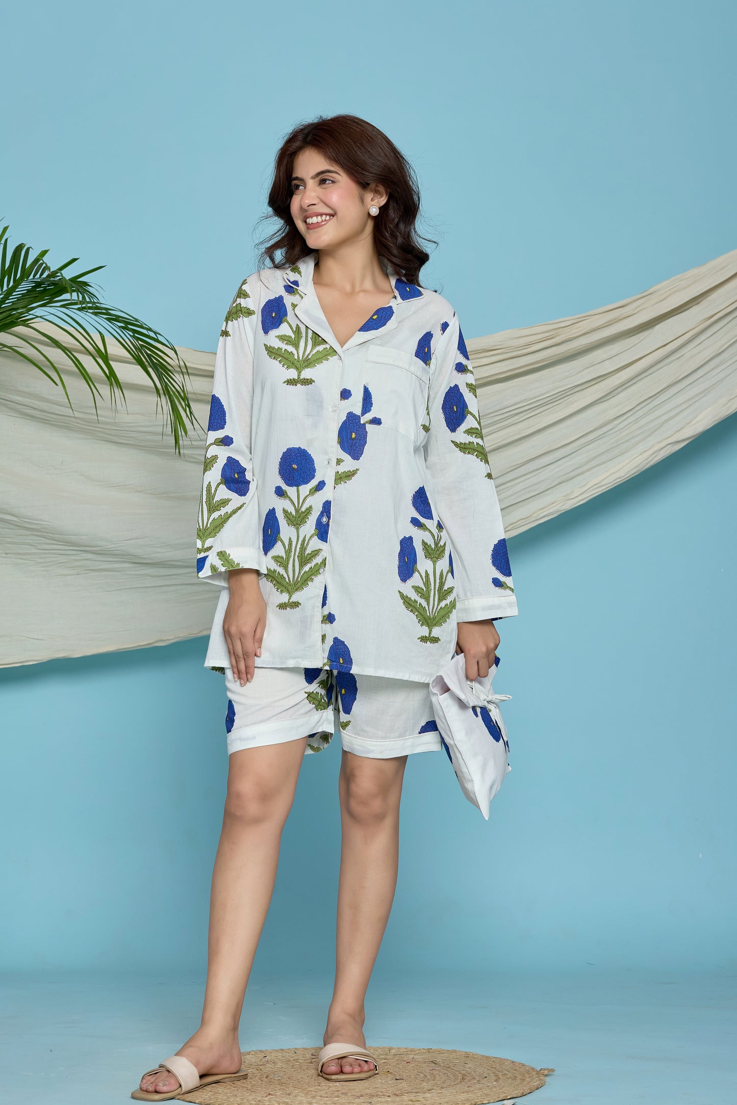 White Floral Pyjama Set