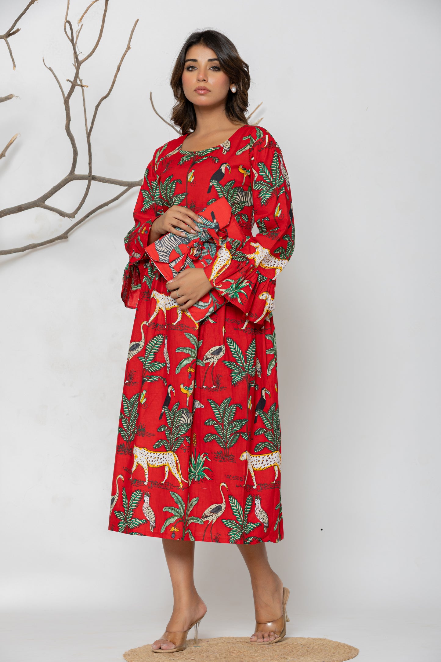 Red Jungle Middi Dress Plus Size