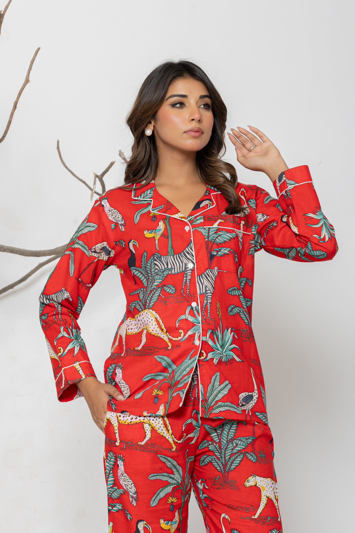 Red Jungle Pyjama Set