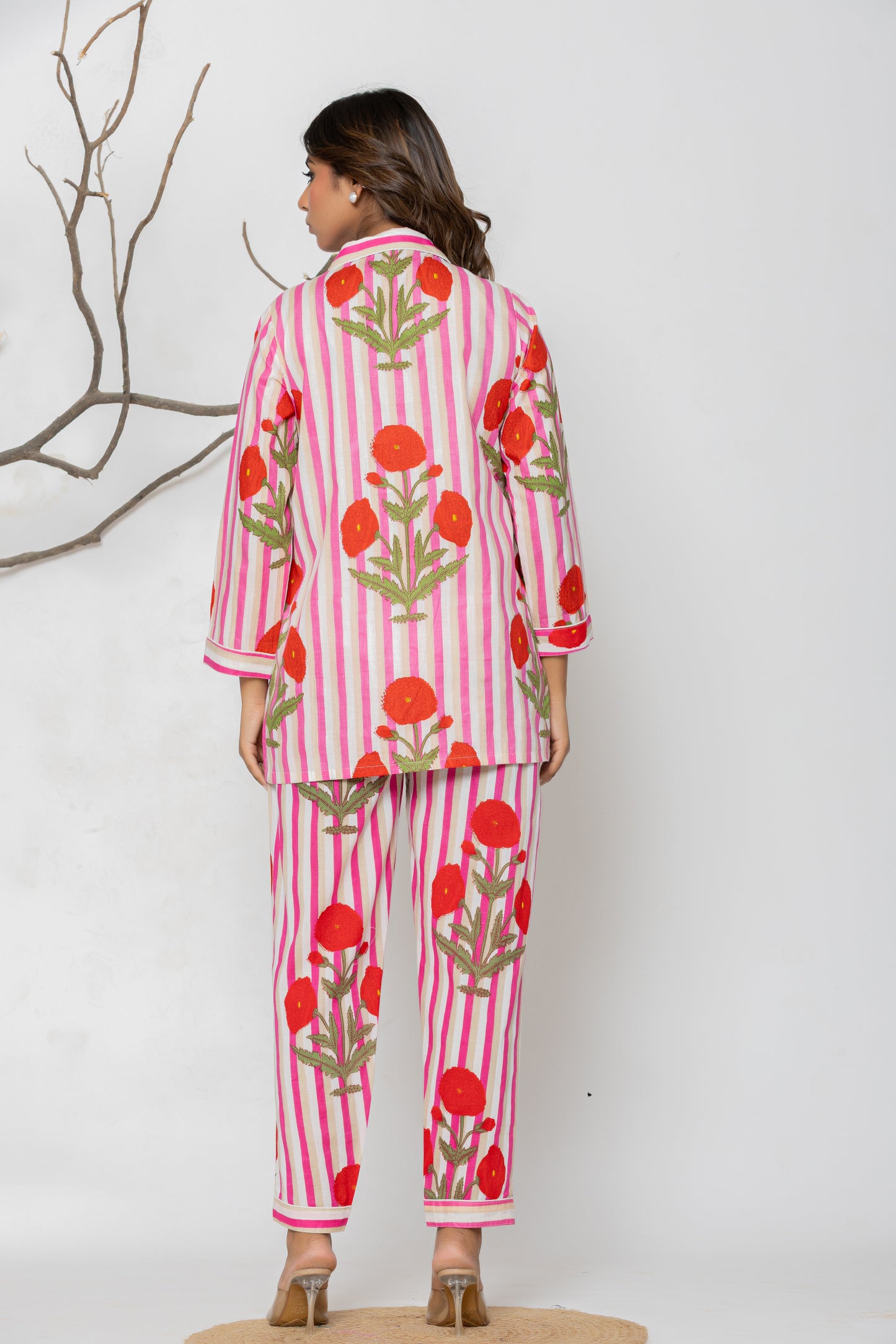Red Floral Pyjama Set