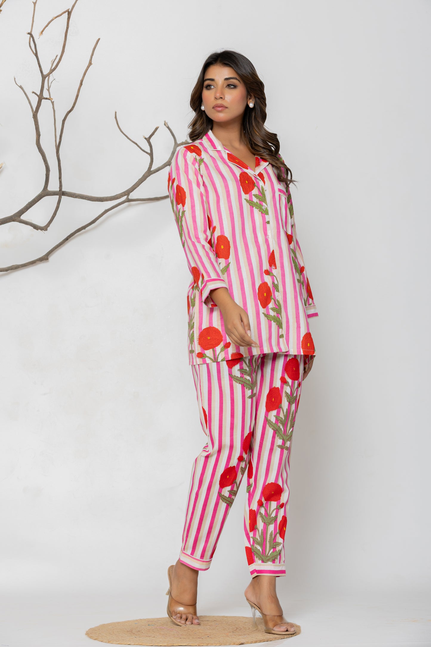 Red Floral Pyjama Set
