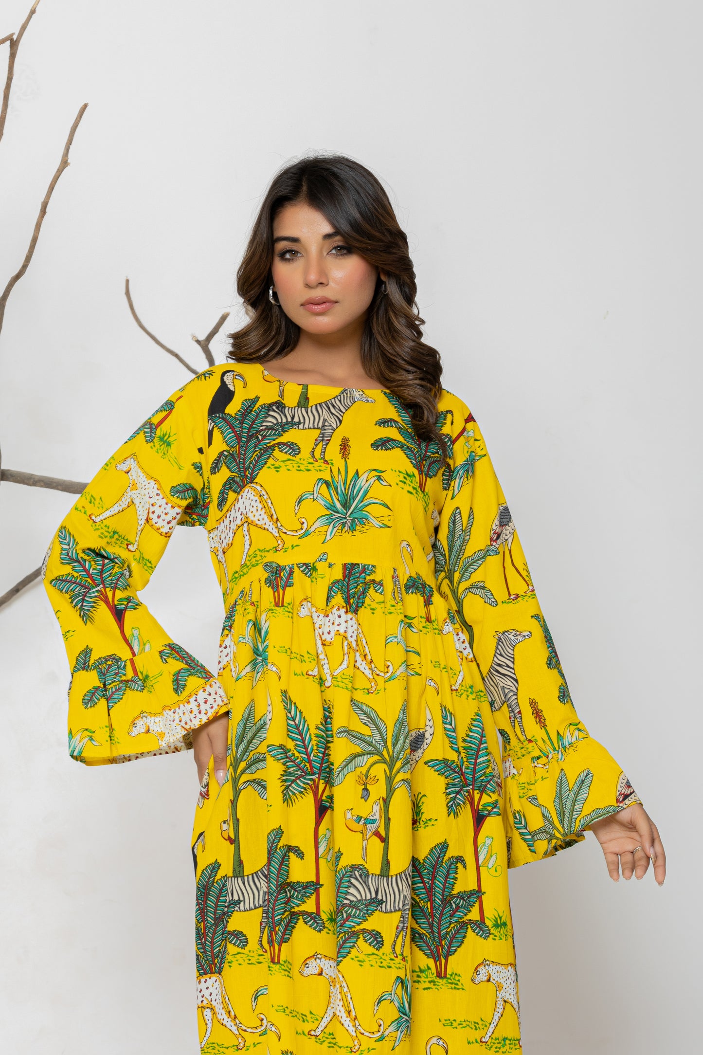 Yellow Jungle Middi Set Plus Size