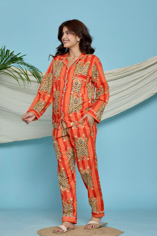 Orange Tiger Pyjama Set