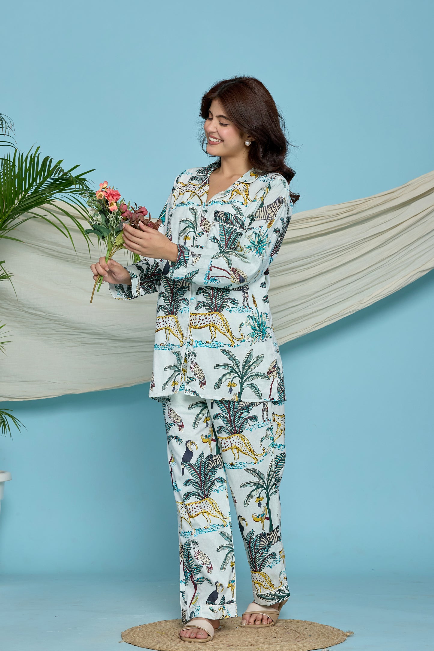 White Jungle Pyjama Set