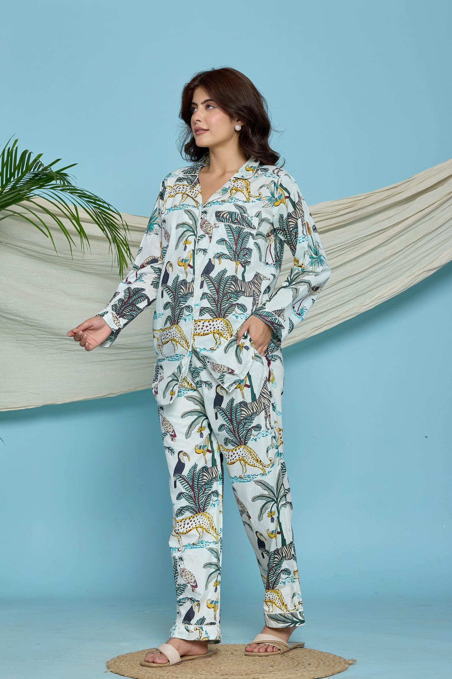 White Jungle Pyjama Set