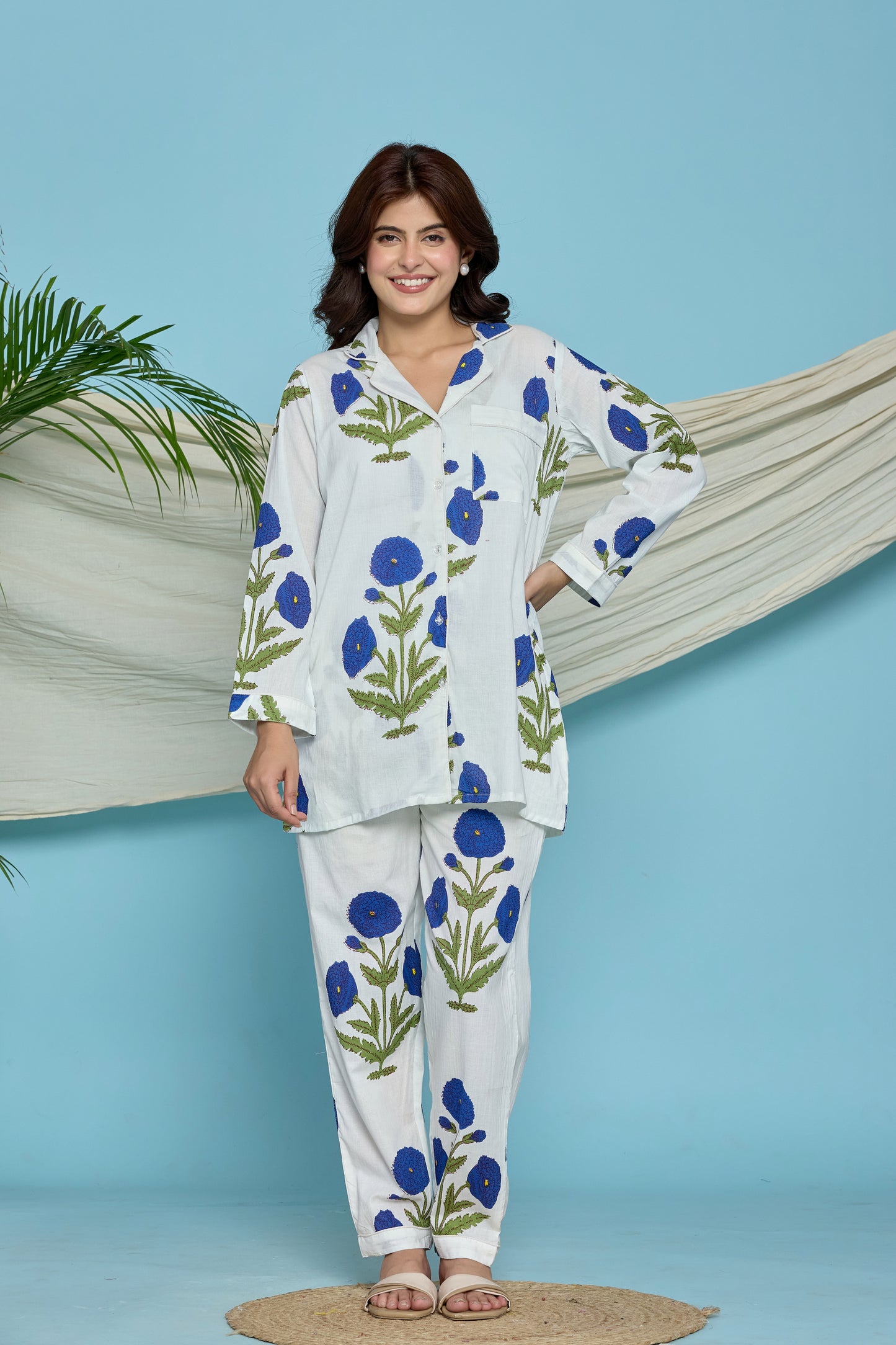 White Floral Pyjama Set