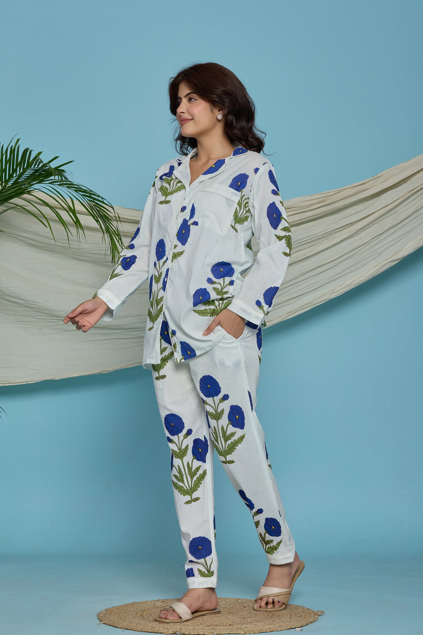 White Floral Pyjama Set