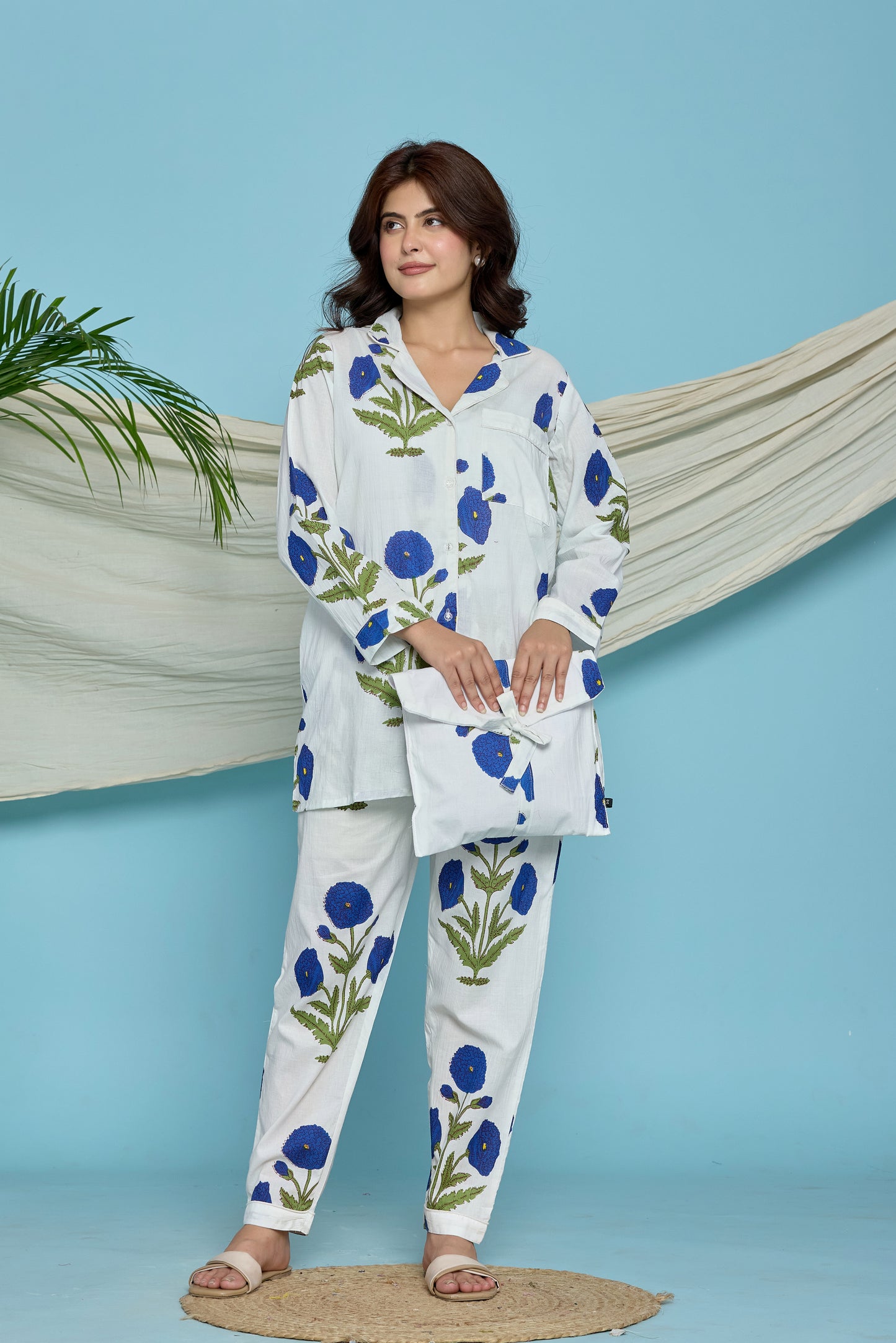 White Floral Pyjama Set