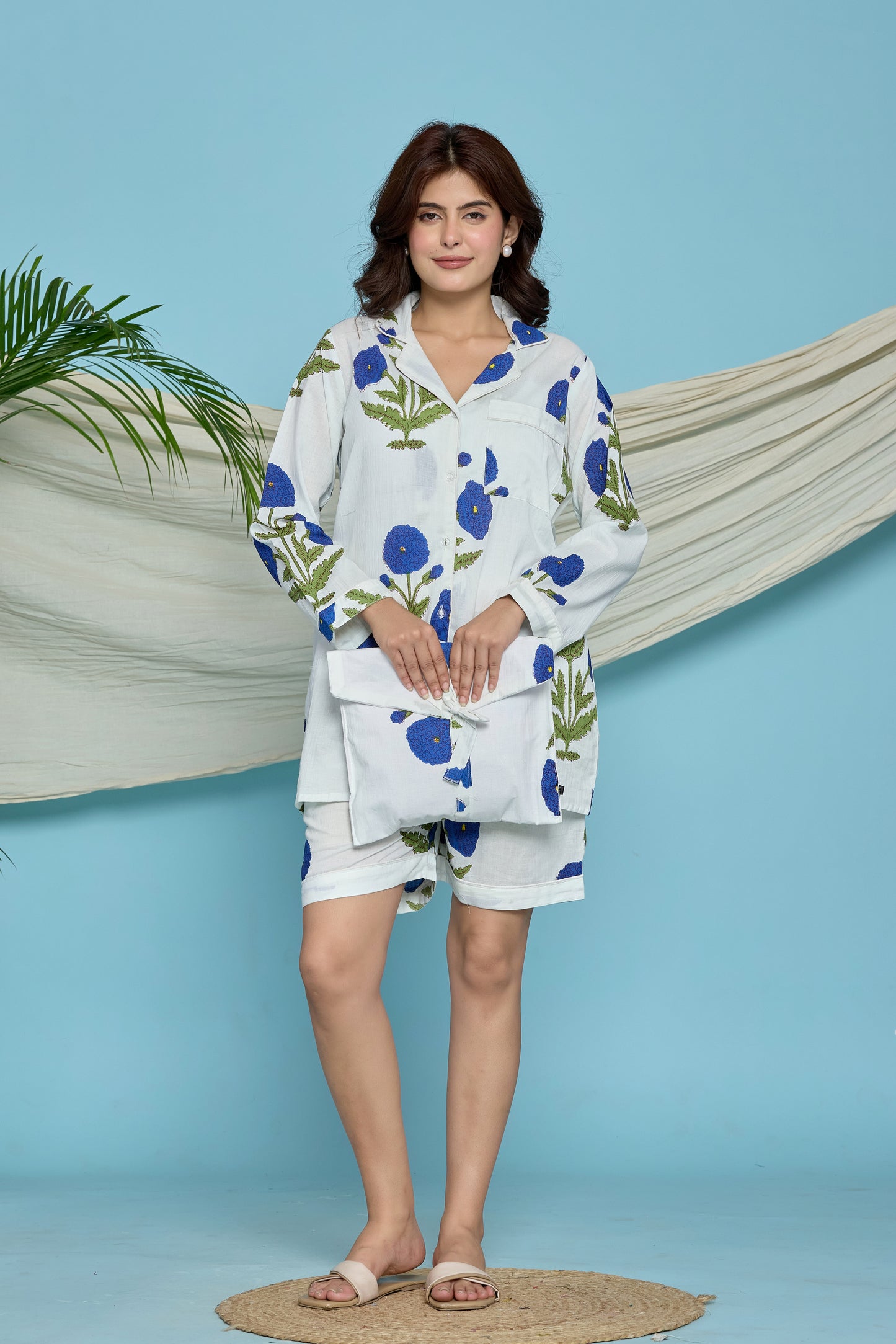 White Floral Pyjama Set